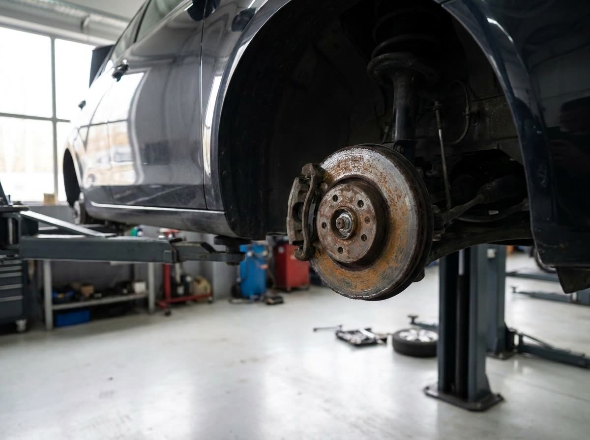Worn brake rotors before service