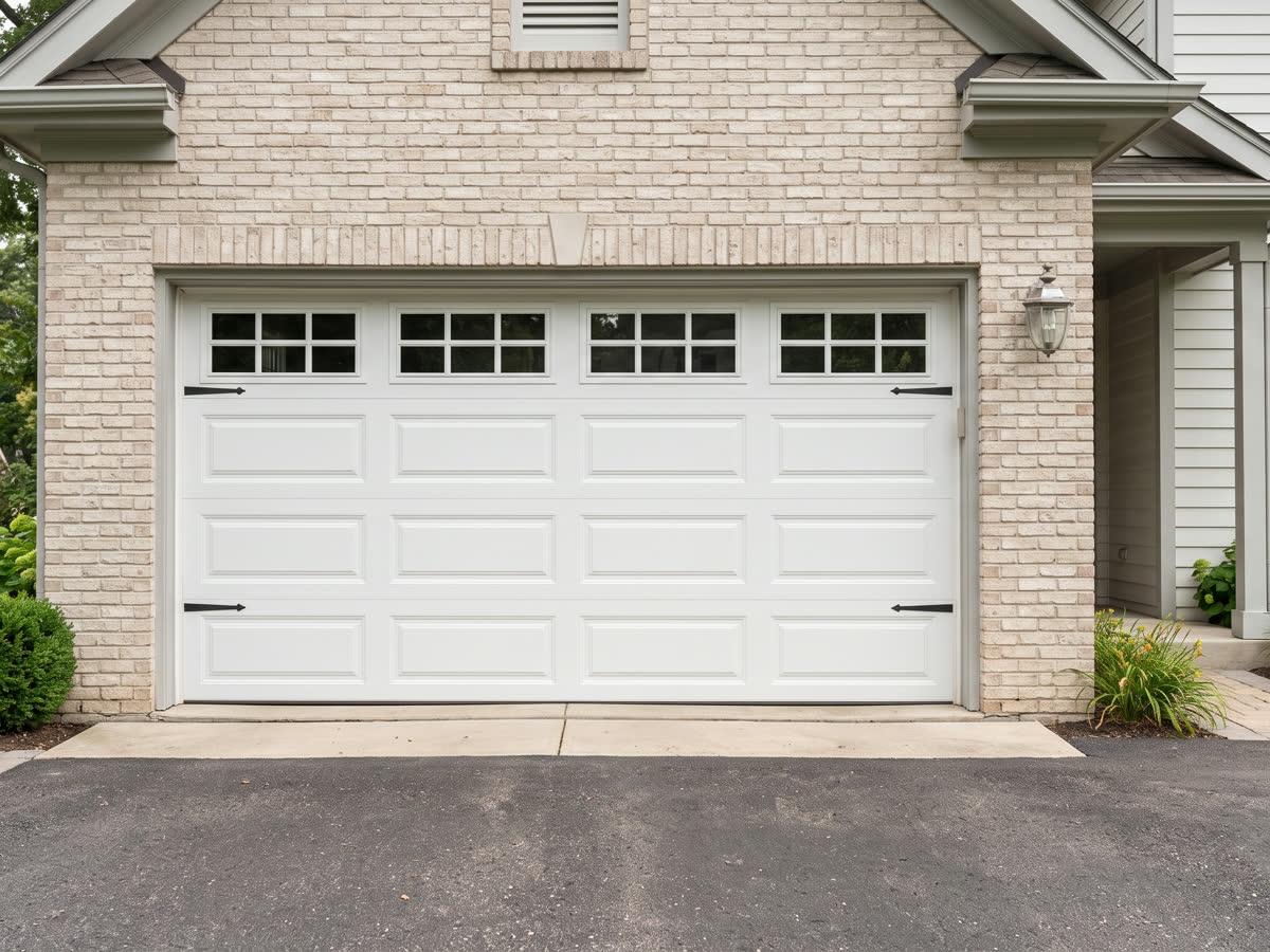 Raised panel door with window inserts