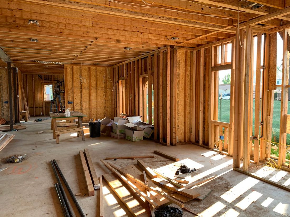 Timber framing and studs open before any finish goes on