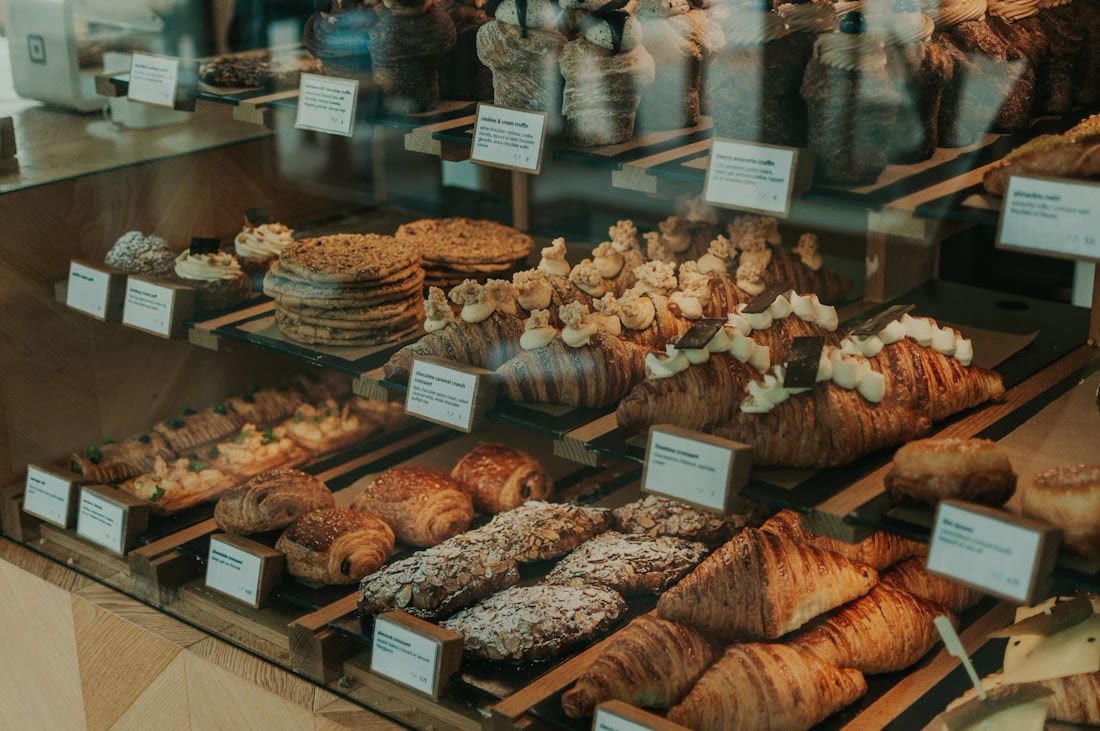 The pastry shelf at Bench Bake on Kerr Street