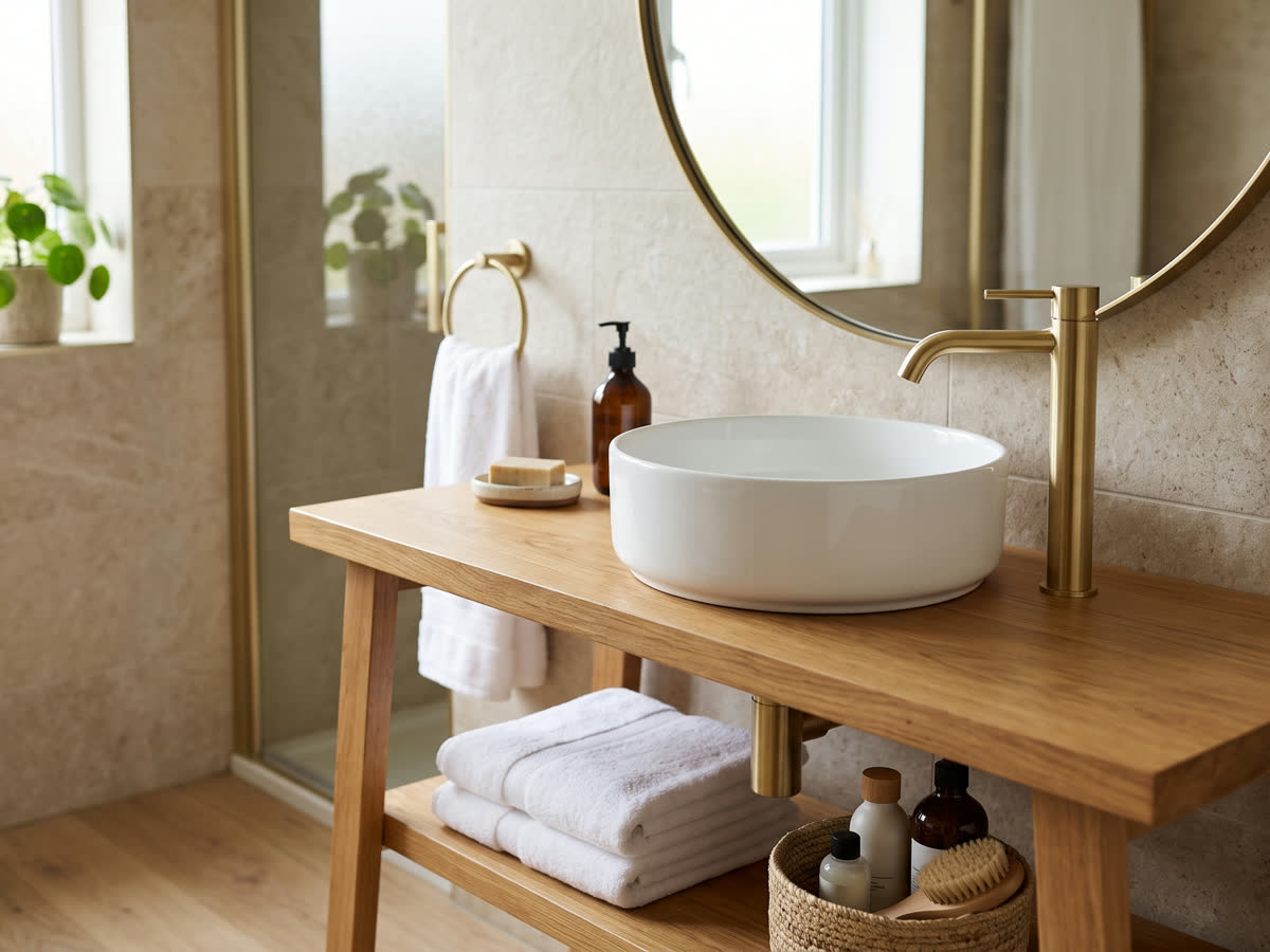 New vessel sink and gold tap