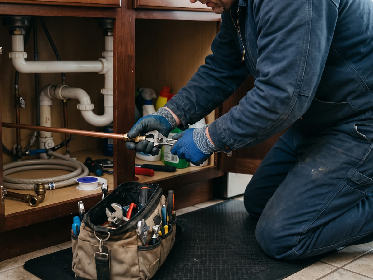 Copperline plumber on a job