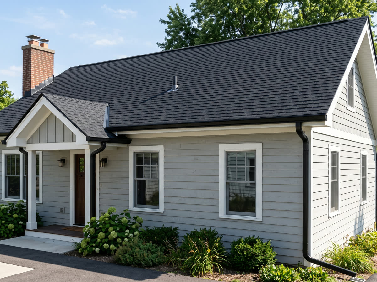 Home with fresh roof and eavestrough