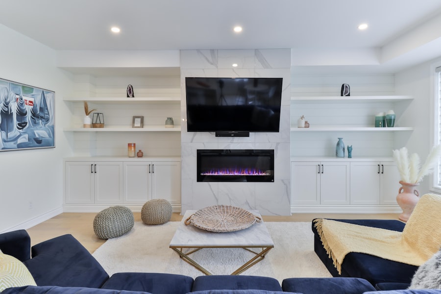 Finished basement media room